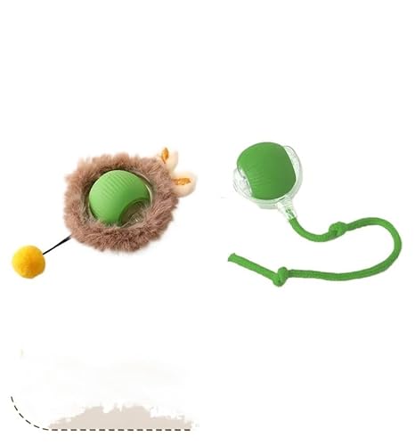 Aerensic 1/2PCS Smart Katzenspielzeug Automatischer Rollball Gefälschter Schwanz Elektrisches Haustier Interaktives Spielzeug Hund Katzentraining Imitate Maus(Green B and Green A,6) von Aerensic