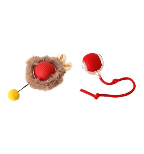 Aerensic 1/2PCS Smart Katzenspielzeug Automatischer Rollball Gefälschter Schwanz Elektrisches Haustier Interaktives Spielzeug Hund Katzentraining Imitate Maus(Red B and Red A,6) von Aerensic