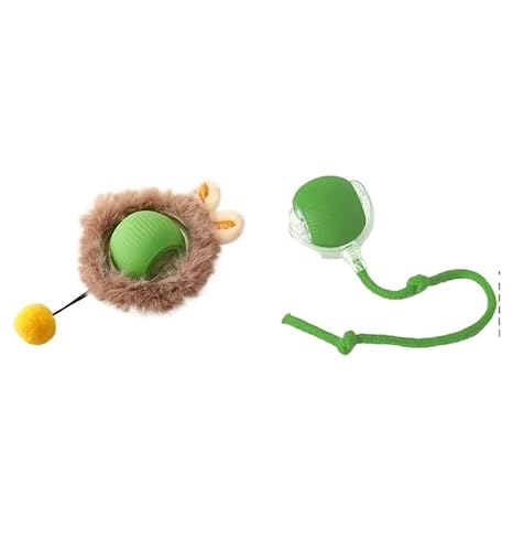 Aerensic 1/2PCS Smart Katzenspielzeug Haustierspielzeug Automatischer Rollball Gefälschter Schwanz Wiederaufladbares elektrisches Haustier Interaktives Spielzeug Hund Katze(Green B and Green A,6) von Aerensic