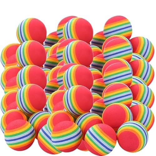 Aerensic 10/100 STÜCKE Haustierspielzeugbälle Interaktive Regenbogen-Eva-Bälle Trainingsspielzeug for Katzen und Hunde Weiche automatische Springbälle Heimtierbedarf(80PCS) von Aerensic