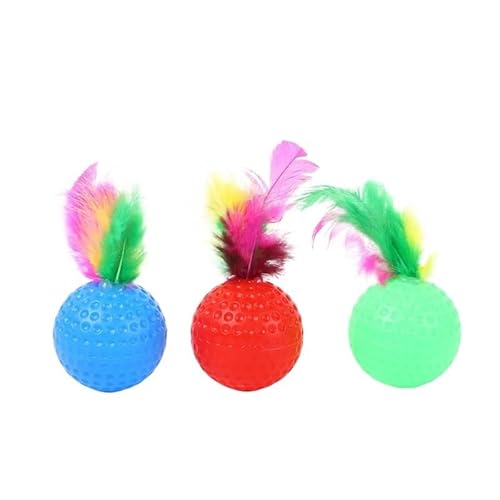 Aerensic 10 stücke Gemischt Lustige Kunststoff Golf Ball Mit Feder Katzenspielzeug Interaktive Kätzchen Katze Teaser Ball Übung Spielzeug Heimtierbedarf von Aerensic