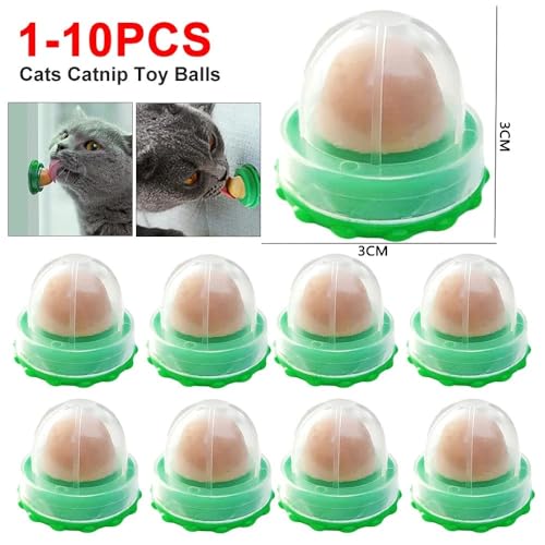 Aerensic 10 stücke Katzenminze Spielzeug Katzenminze Bälle Wand Ball Spielzeug Lecken Snacks Gesunde Ernährung Ball Zähne Reinigung Spielzeug Snack Heimtierbedarf(1 pcs) von Aerensic