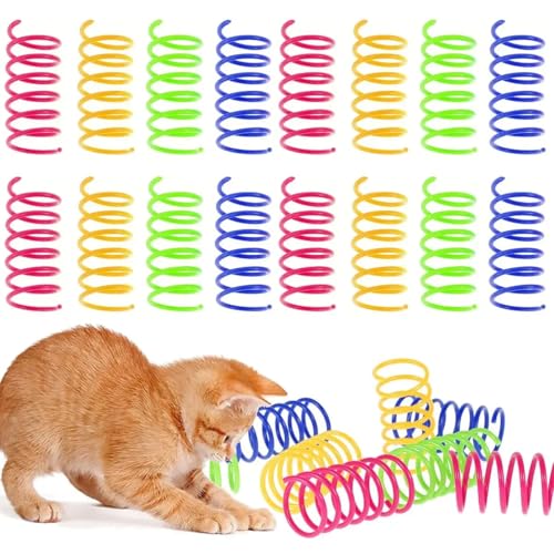 Aerensic 4/20 Stück Katzenfederspielzeug, buntes Katzenspiralspielzeug, Kätzchenspiralfedern, Katzenspielzeug, interaktiv, langlebig, schwere Federwerkzeuge(20 Pcs) von Aerensic