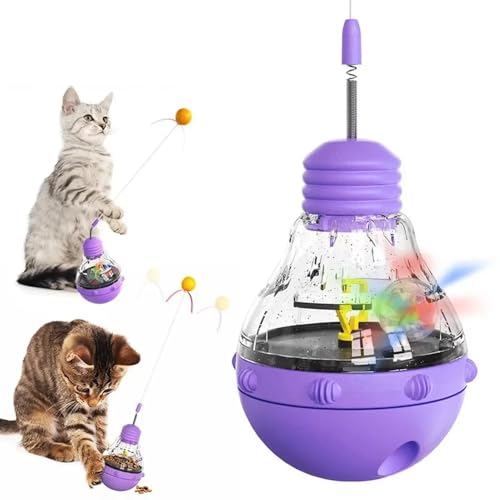 Aerensic Interaktives Katzenspielzeug Zauberstab mit lustigem Ball Slow Feeder Leckerli-Spender for Indoor-Kätzchen Gewicht Kitty Fun Food Dispenser(8) von Aerensic