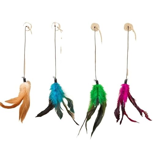 Katzenspielzeug, Stab, Federstab mit Glocke, Mäusekäfigspielzeug, künstlich, bunt, Katzenspielzeug, Heimtierbedarf, zufällige Farbe(Feather,5 Pcs) von Aerensic