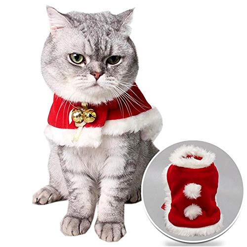 Aeromdale Pet Weihnachtskostüm Cape Für Hunde Katzen Süßer Hund Katze Plüsch Spitze Weihnachtsmann Mantel Mit Mütze Rot Verstellbarer Schal Lätzchen Für Katzen - # A - M von Aeromdale