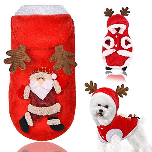 Aeromdale Santa Hund Katze Kostüm Santa Elch Hund Kostüm Weihnachten Haustier Welpe Hoodie Mantel Kleidung Weihnachten Urlaub Kätzchen Katze Kleidung - # A - M von Aeromdale