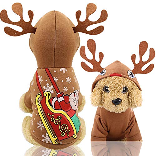 Aeromdale Santa Hund Katze Kostüm Santa Elch Hund Kostüm Weihnachten Haustier Welpe Hoodie Mantel Kleidung Weihnachten Urlaub Kätzchen Katze Kleidung - # C - L von Aeromdale