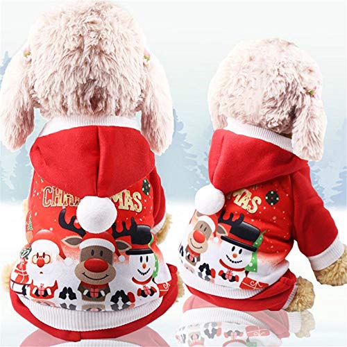 Aeromdale Weihnachtsmann Hund Katze Kostüm Weihnachtsmann Elch Hund Kostüm Weihnachten Haustier Welpe Hoodie Mantel Kleidung Weihnachten Urlaub Kätzchen Katze Kleidung - # B - M von Aeromdale