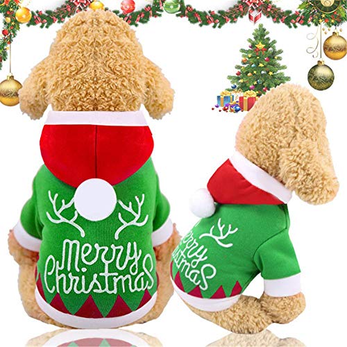 Aeromdale Weihnachtsmann Hund Katze Kostüm Weihnachtsmann Elch Hund Kostüm Weihnachten Haustier Welpe Hoodie Mantel Kleidung Weihnachten Urlaub Kätzchen Katze Kleidung - # D - XL von Aeromdale