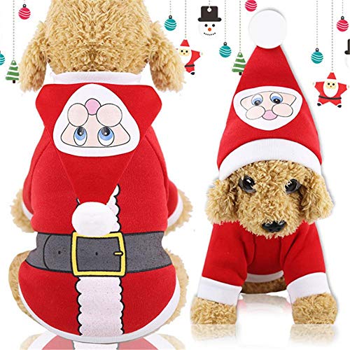 Aeromdale Weihnachtsmann Hund Katze Kostüm Weihnachtsmann Elch Hund Kostüm Weihnachten Haustier Welpe Hoodie Mantel Kleidung Weihnachten Urlaub Kätzchen Katze Kleidung - # E - M von Aeromdale