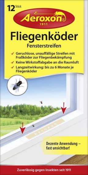 Aeroxon® 12x Fliegenköder Fensterstreifen, transparente Köderstreif... von Aeroxon