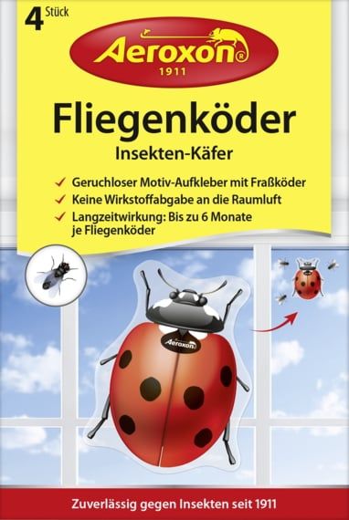 Aeroxon® 4x Fensterfliegenfalle, Fliegenköder als Käfer-Motivaufkle... von Aeroxon