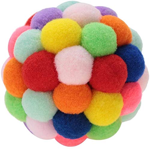 Aestm Bunte Katze Ball, Katze Spielzeug Ball handgemachte Bunte Plüsch Hüpfball mit Katzenminze interaktive Glocke Spielzeug, Interaktives Spielzeug für Katzen Kätzchen Ausbildung von Aestm