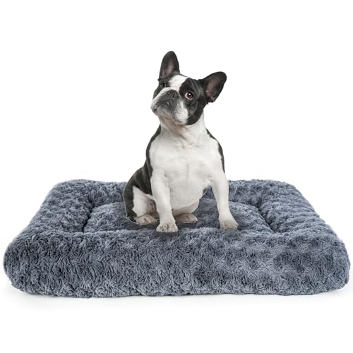 Waschbares Hundebett, Deluxe-Rosen-Plüschbett, rutschfest, ultraweich, flauschig, wendbar, bequeme Schlafmatte für große und mittelgroße und kleine Hunde (58,4 cm L x 45,7 cm B x 10,2 cm T) von AetherNest