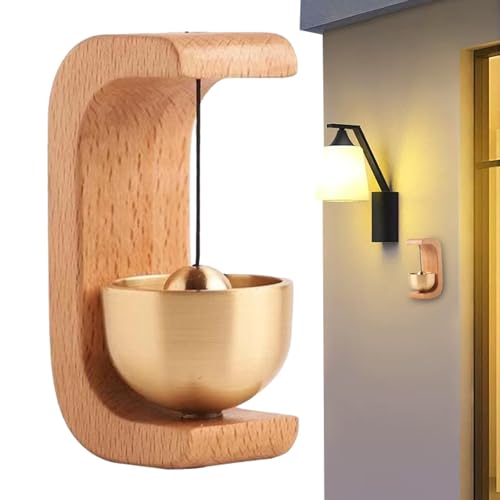 Aeutwekm Goldene dekorative Shopkeepers Glocke für Türöffnung | magnetische Holz-Türklingel mit Messingglocke | Hängende Windglocke Dekor Drahtlose Türklingel für Home Reminder Glocken Eingang von Aeutwekm