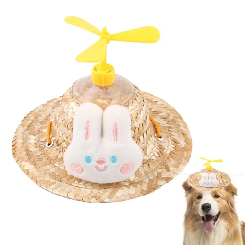 Aeutwekm Hunde-Sombrero-Hut, Hüte für Katzen - Kreative Hundestrohhüte mit Propeller - Verstellbare Sombrero-Mütze für kleine Hunde, mexikanische -Foto-Requisite für Hunde/Welpen/Katze/Kätzchen, von Aeutwekm