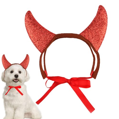 Aeutwekm Hunde-Teufelshörner | Halloween-Kostüme aus Filz | niedliche Partygeschenke, Fotografie-Requisiten, festliche Kopfbedeckung mit Riemen für Feiern von Aeutwekm