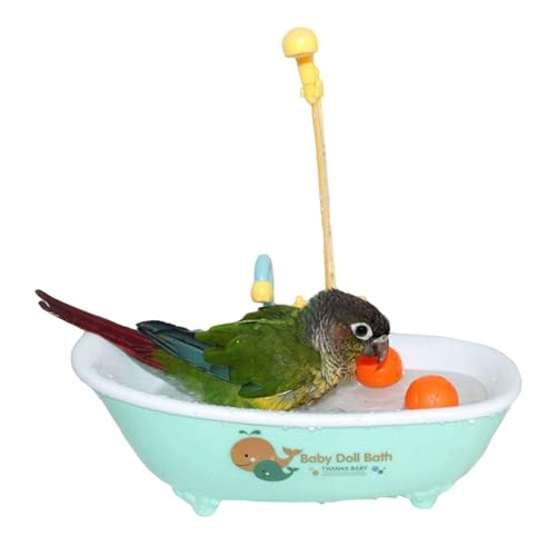 Aeutwekm Papageien-Badewanne – Vogeldusche Badewanne mit Wasserhahn | Multifunktionale Duschbox Haustier Pool Vogeltränke Schüssel Vogeldusche Badewanne Vogelfutterschale von Aeutwekm