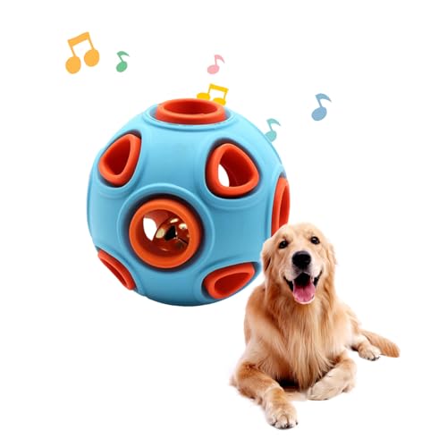 Aeutwekm Puzzleball für Hunde, interaktiver Hundespielzeugball | Bissfestes Welpenspielzeug | Hundepuzzlespielzeug aus Gummi, interaktives Hundespielzeug, Welpenspielzeug mit integrierter Ringglocke von Aeutwekm