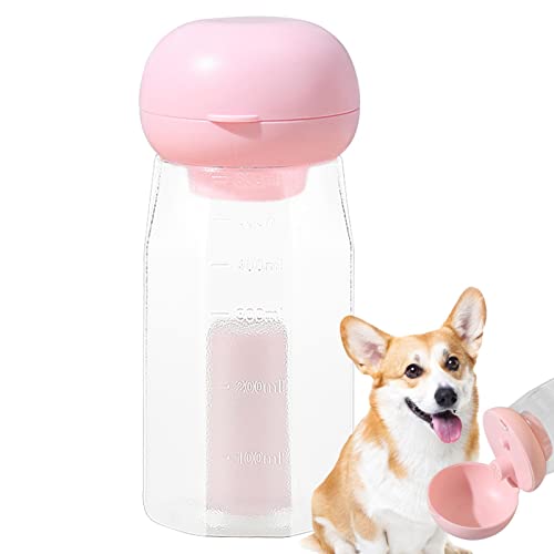 Aeutwekm Tragbare Haustier-Wasserflasche, Hunde-Reise-Wasserflasche - 600 ml Wasserspender für Hunde | Welpenwasserspender mit Trinkfutterspender und Kotbeutelbehälter, auslaufsicherer Wasserbecher von Aeutwekm