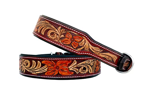 Affilare Leder-Hundehalsband, Western-Stil, strapazierfähig, handgenäht, verstellbar, gepolstert, weich für Welpen und große Hunde, 10AB111-XS von Affilare