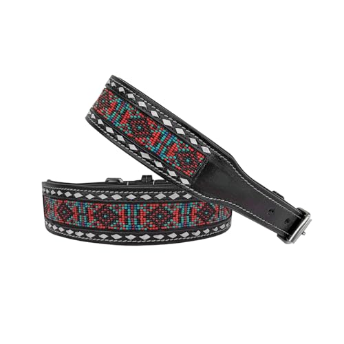 Hundehalsband aus Leder, Größe XS, Western-Stil, strapazierfähig, handgedreht, verstellbar, mit Perlen und gepolstert, weich für Welpen und große Hunde, 10IS016-XS von Affilare