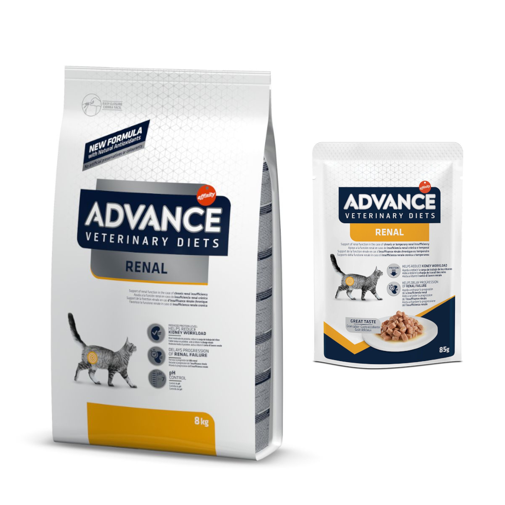 Advance Veterinary Diets + 12 x 85 g passendes Nassfutter zum Sonderpreis! - 8 kg Renal + 12 x 85 g Renal von Affinity Advance Veterinary Diets