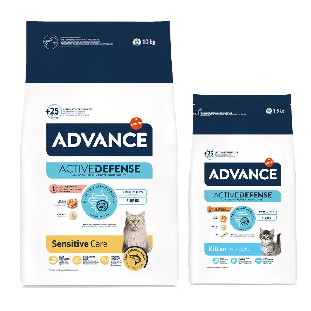 10 kg + 1,5 kg gratis! 11,5 kg Advance  - Sensitive Adult Lachs & Reis + Kitten von Affinity Advance