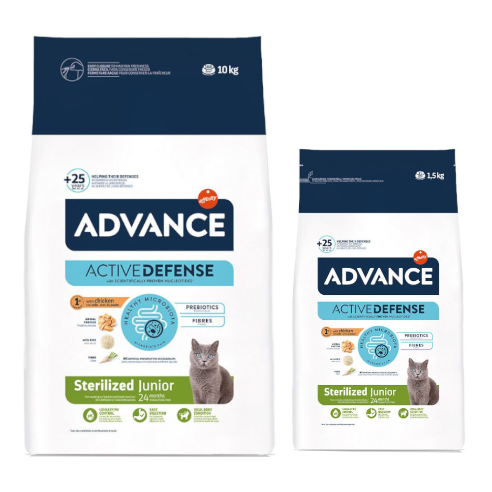 10 kg + 1,5 kg gratis! 11,5 kg Advance  - Sterilized Junior mit Huhn von Affinity Advance