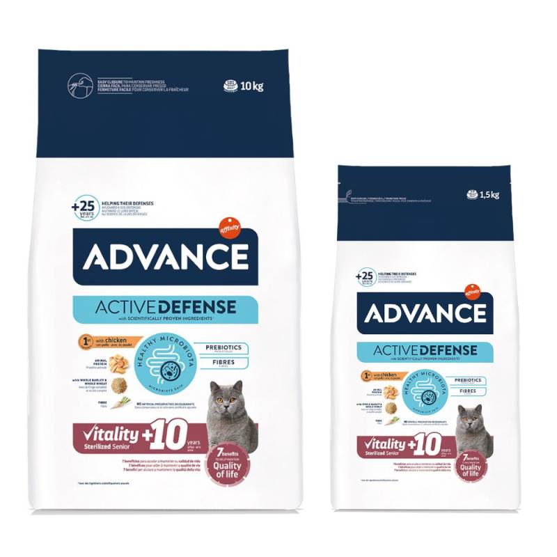 10 kg + 1,5 kg gratis! 11,5 kg Advance  - Sterilized Senior +10 mit Huhn von Affinity Advance