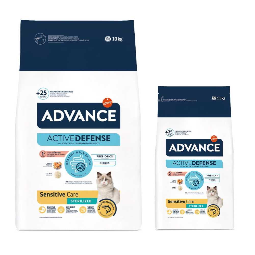 10 kg + 1,5 kg gratis! 11,5 kg Advance  - Sterilized Sensitive mit Lachs von Affinity Advance