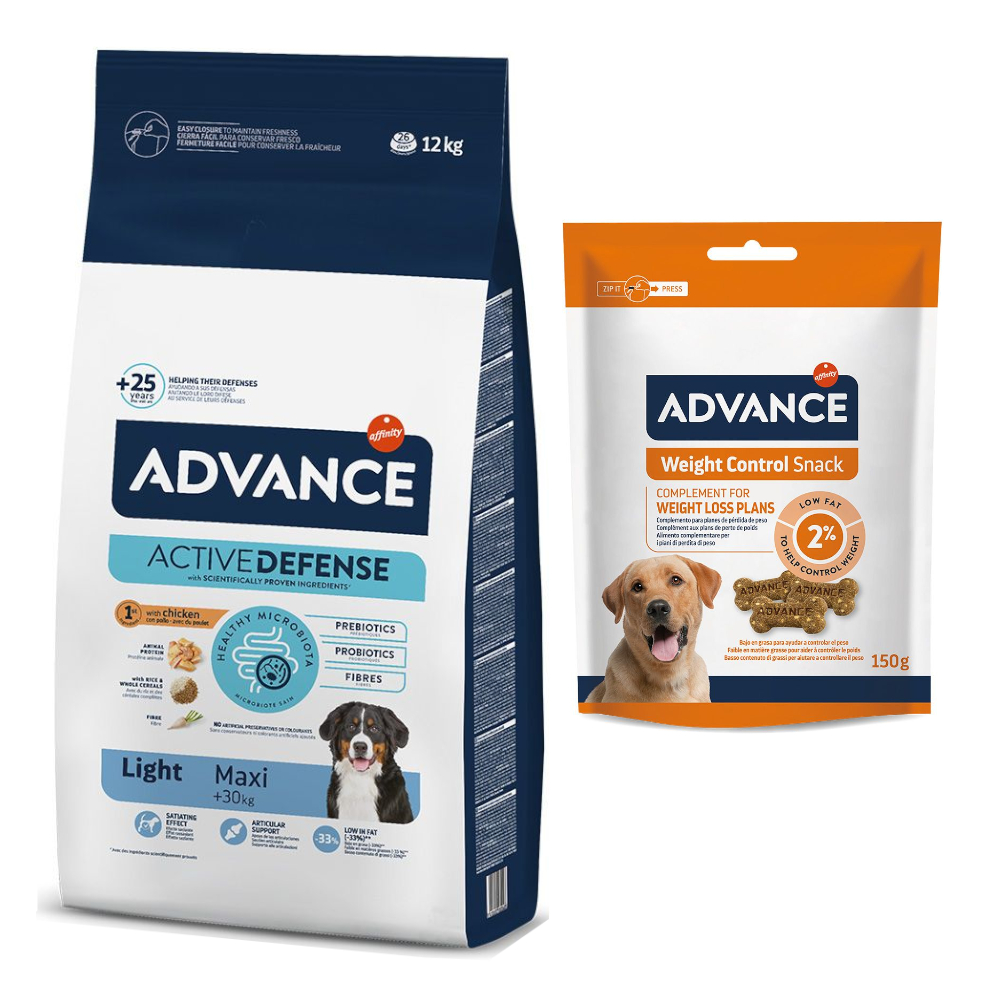 12 kg / 14 kg Advance + 150 g passender Snack gratis! - 12 kg Maxi Light + 150 g Appetite Control von Affinity Advance