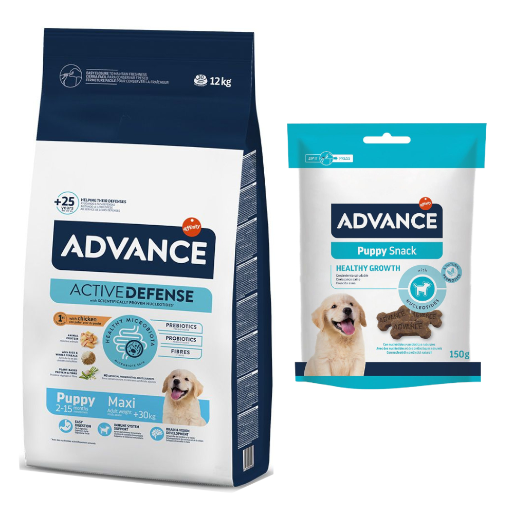 12 kg / 14 kg Advance + 150 g passender Snack gratis! - 12 kg Maxi Puppy Protect + 150 g Puppy von Affinity Advance