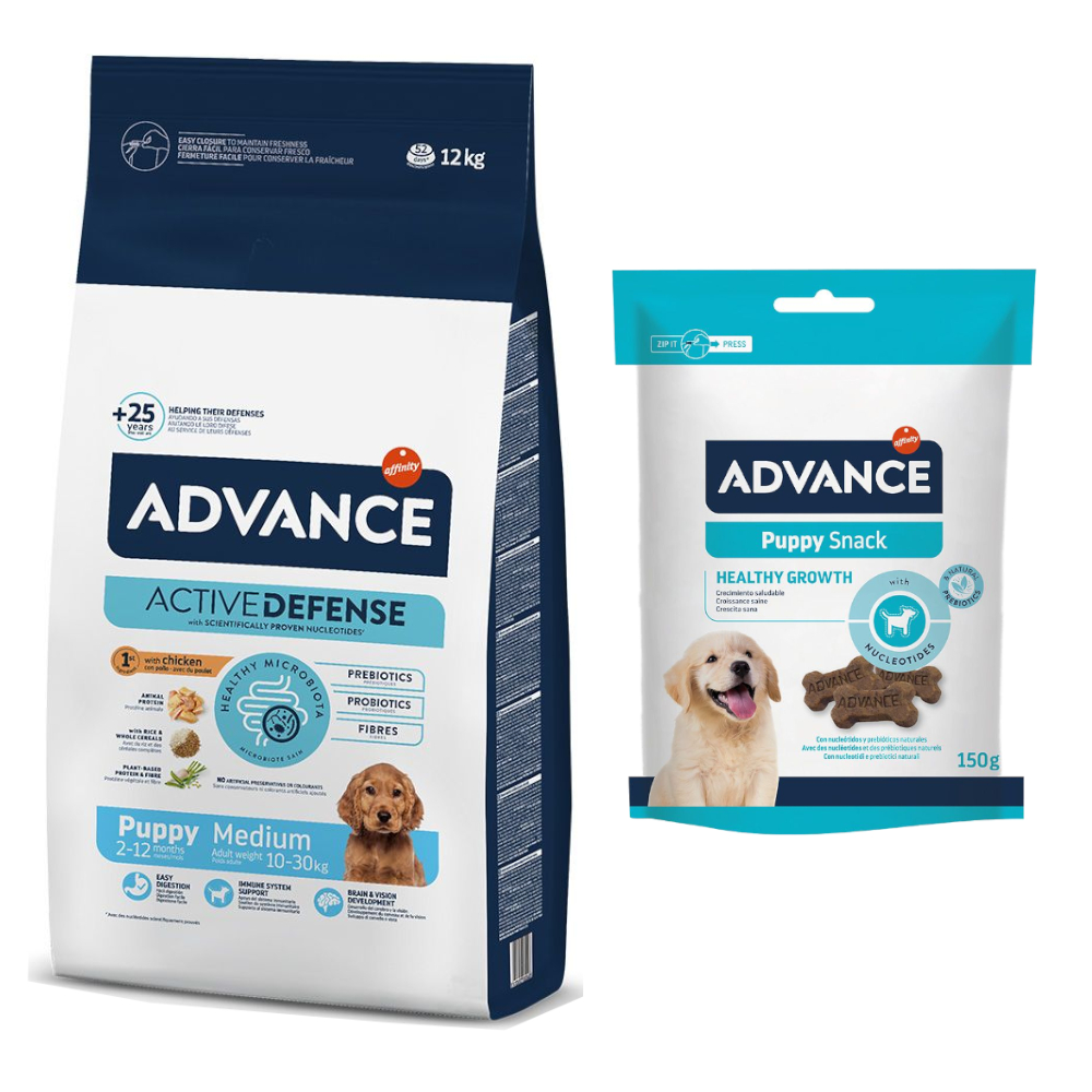 12 kg / 14 kg Advance + 150 g passender Snack gratis! - 12 kg Medium Puppy Protect + 150 Puppy von Affinity Advance