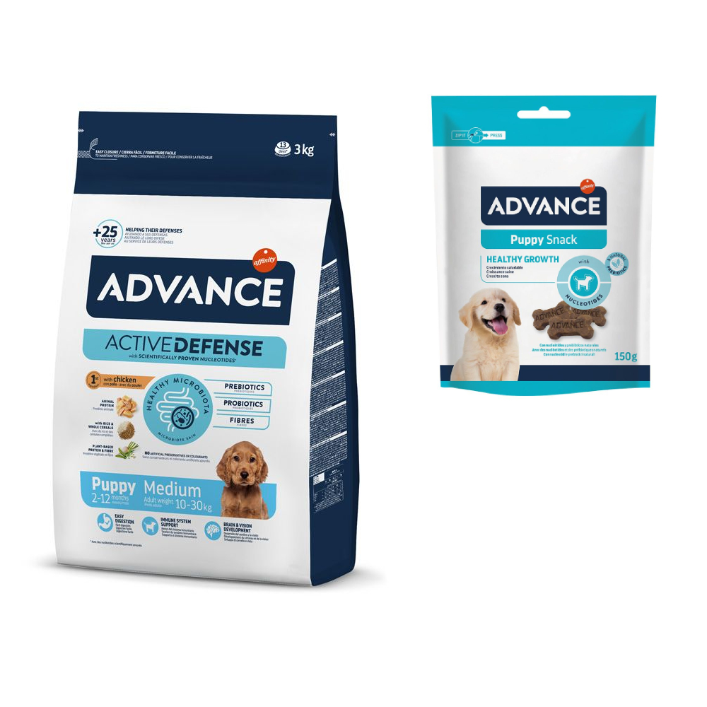 3 kg Advance Puppy + 3 x 150 g Snacks gratis! - Medium Protect von Affinity Advance