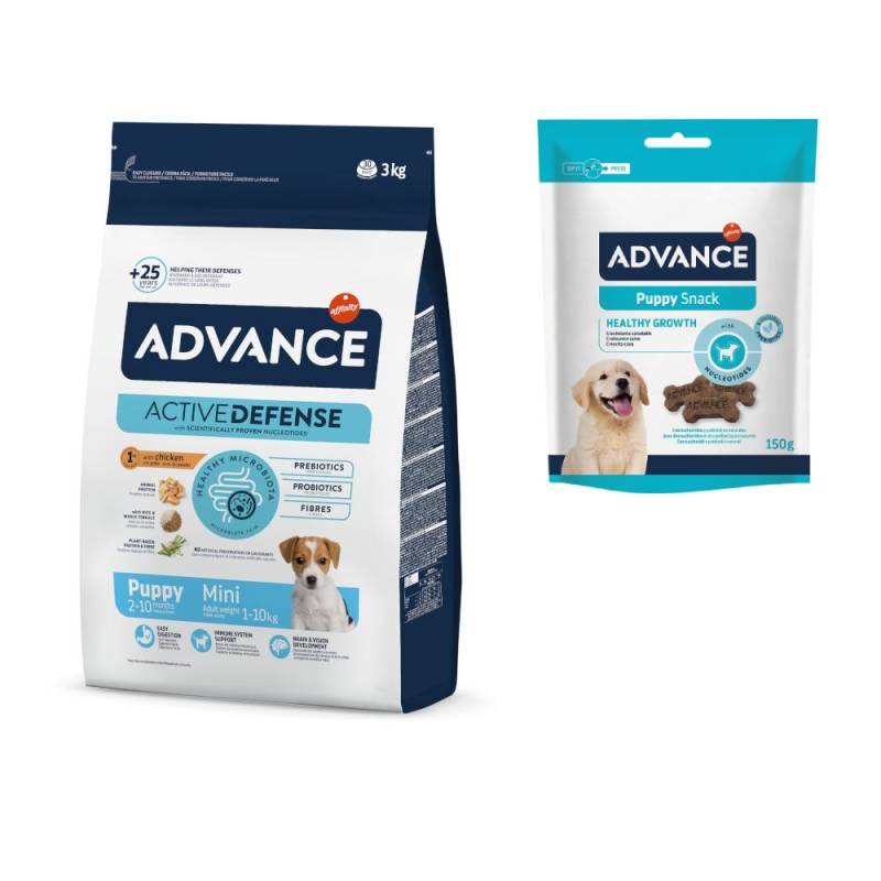 3 kg Advance Puppy + 3 x 150 g Snacks gratis! - Mini Protect von Affinity Advance