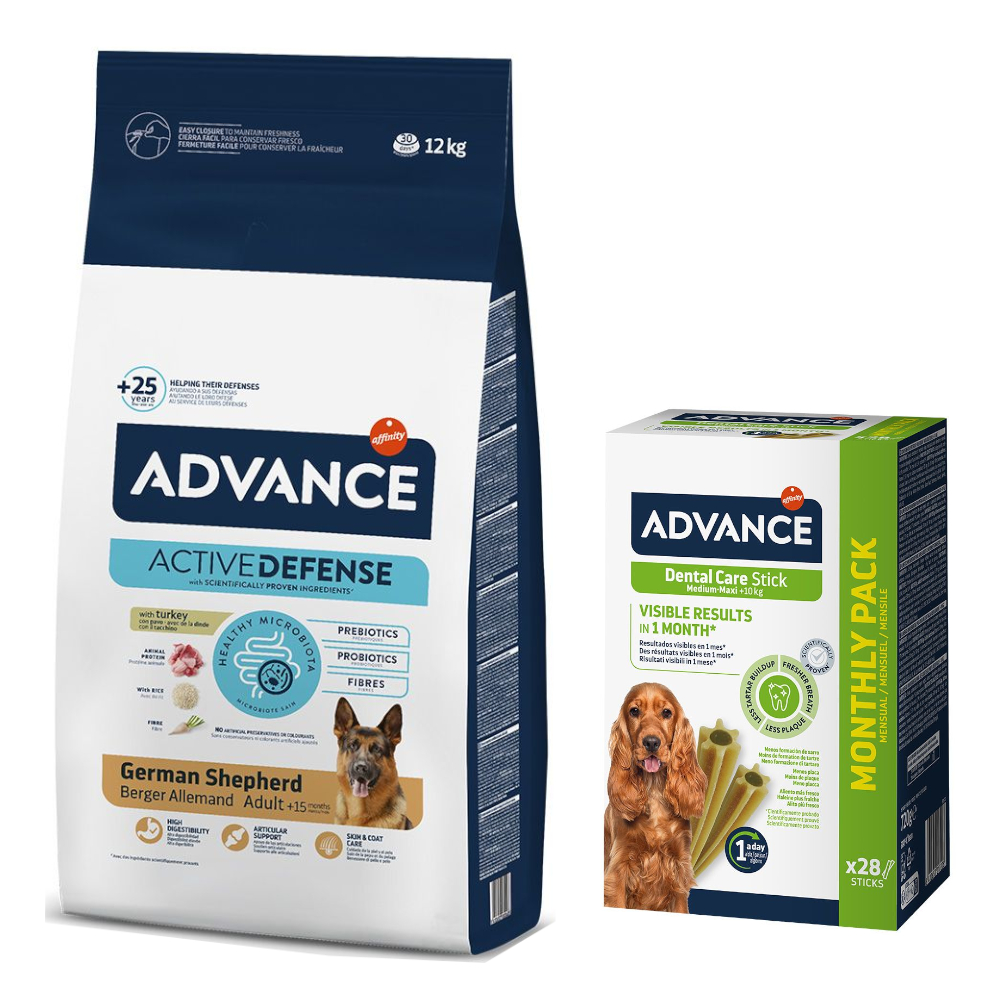 Advance Trockenfutter + passende Dental Care Snacks gratis! - 12 kg German Shepherd + 720 g Medium/Maxi von Affinity Advance