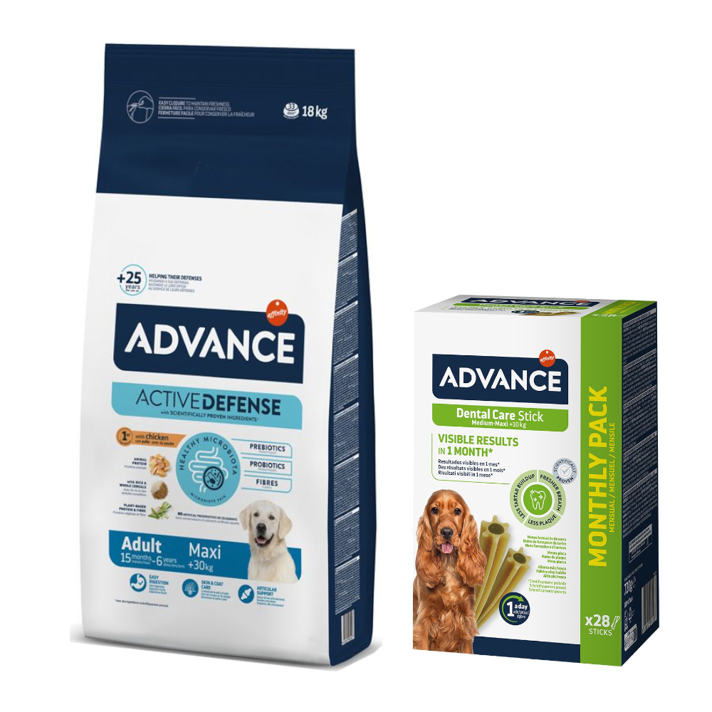 Advance Trockenfutter + passende Dental Care Snacks gratis! - 18 kg Maxi Adult + 720 g Medium/Maxi von Affinity Advance