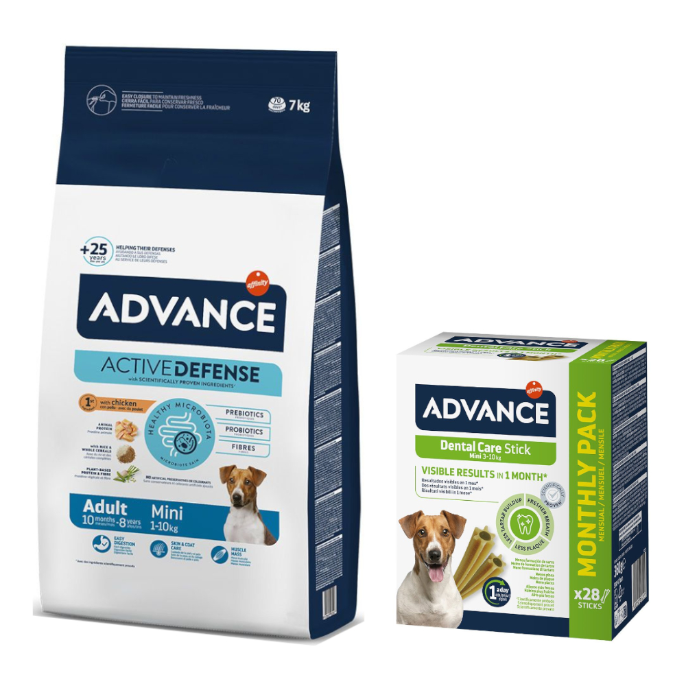 Advance Trockenfutter + passende Dental Care Snacks gratis! - 7 kg Mini Adult + 360 g Mini von Affinity Advance