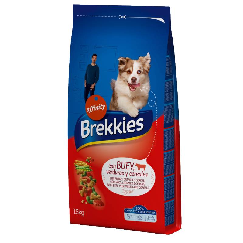 2,5 kg / 3 kg gratis! 14 kg / 15 kg Brekkies  - Mix Beef (15 kg) von Affinity Brekkies