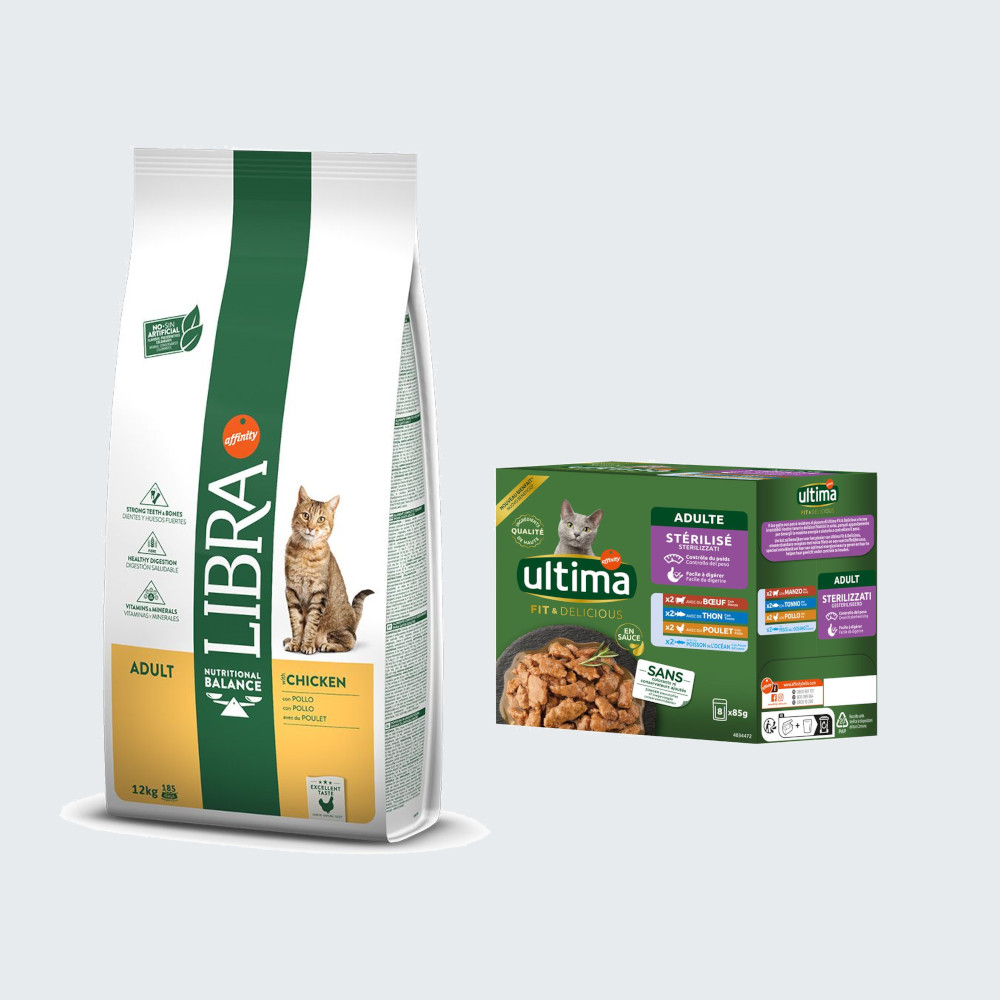 12 kg Libra Trockenfutter + 8 x 85 g Ultima Sterilized Nassfutter-Mix gratis! - Adult Huhn 12 kg Libra Trockenfutter + 8 x 85 g Ultima Sterilized Nassfutter-Mix gratis! - Adult Huhn von Affinity Libra