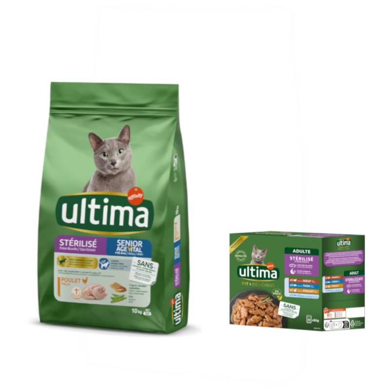 10 kg Ultima Trockenfutter + 8 x 85 g Sterilized Nassfutter-Mix II gratis! - Sterilized Senior von Affinity Ultima