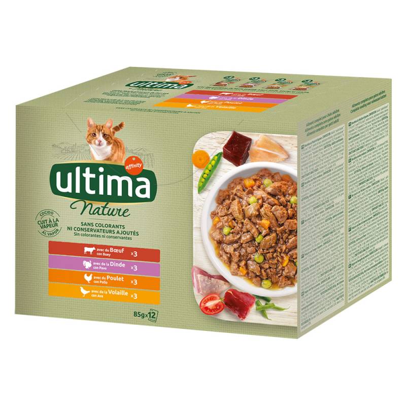 38 + 10 gratis! 48 x 85 g Ultima Cat - Nature: Fleischvariation (Rind, Truthahn, Huhn, Geflügel) von Affinity Ultima