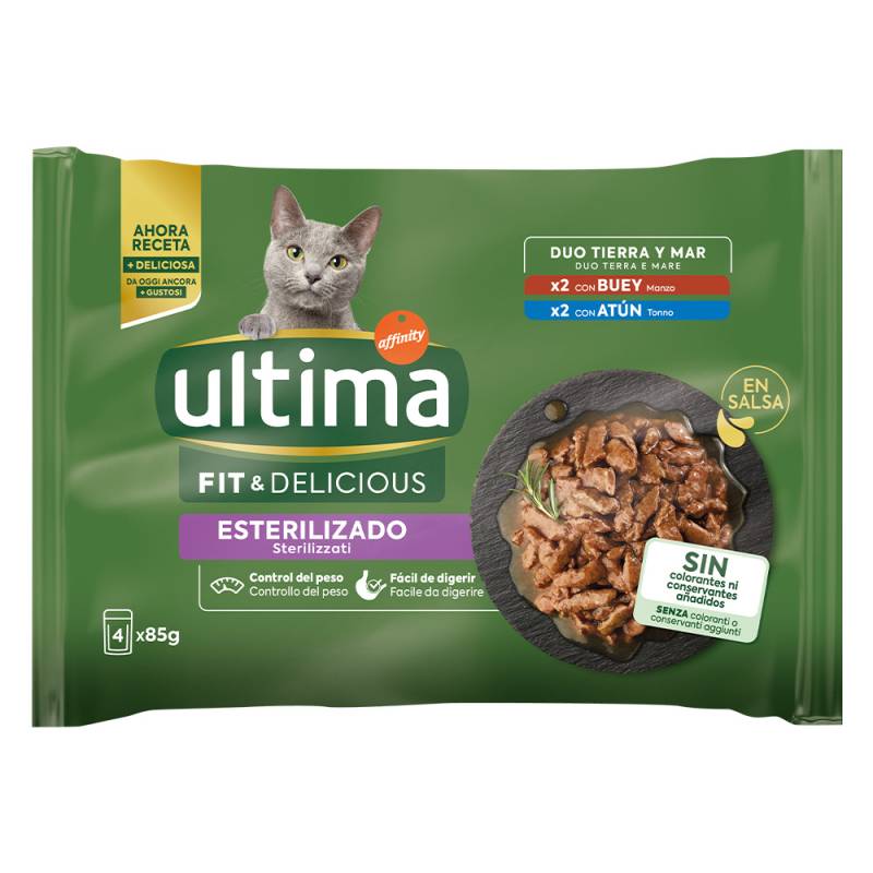 40 + 8 gratis! 48 x 85 g Ultima - Sterilized: Rind und Thunfisch von Affinity Ultima