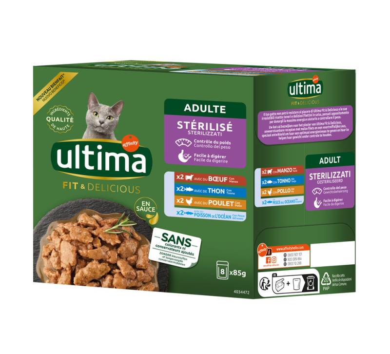 Ultima Sterilized Katze 48 x 85 g - Mix II (Huhn, Rind, Thunfisch, Seefisch) von Affinity Ultima