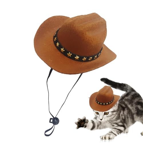 Afurl Hunde-Cowboyhut, Cowboyhut für Hund | Katzenkappen aus atmungsaktivem Stoff - Welpen-Halloween-Kostüme, Bequeme Haustier- -Dekoration für Sommer-Outdoor-Walking-Camping von Afurl