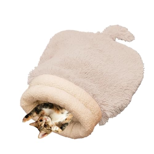 Afurl Plüsch-Katzensack, Katzenbett für Hauskatzen,Schlafkissenbett Winter Gemütliches Katzenbett Höhle - Bequemer Haustier-Kuschelsack, Katzenbett, Höhlenschlafsack, selbstwärmendes Katzenbett für von Afurl