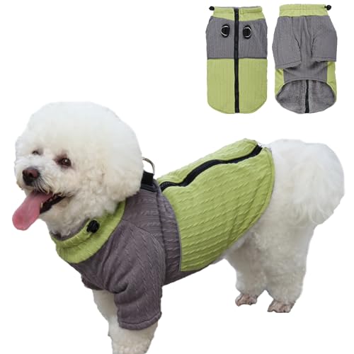 Afuwarm Hundepullover mit Reißverschluss, Grün, Größe XL, warme Fleece-Welpenjacke mit Geschirr, weicher Hundepullover für kalten Winter, Jungen, Hundemantel, Sweatshirt, Weste, Hundekleidung für von Afuwarm