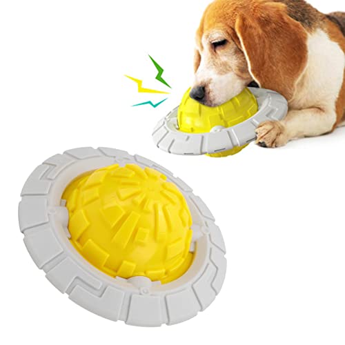 Agatige Interaktives Hundeballspielzeug, Hundezähne reinigendes quietschendes Spielzeug für drinnen und draußen(Gelb) von Agatige